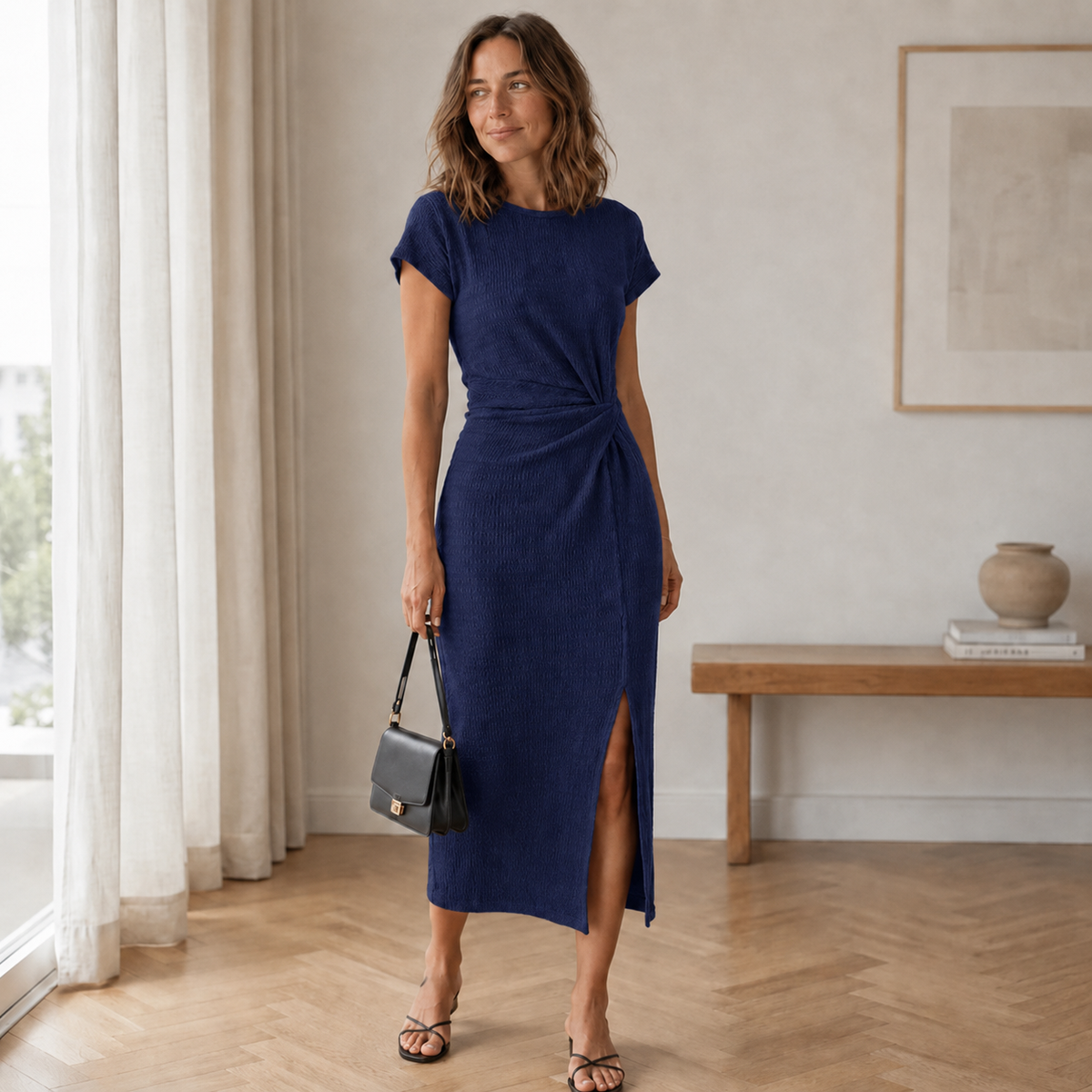 Midikleid Anke – Geknotet mit Beinschlitz