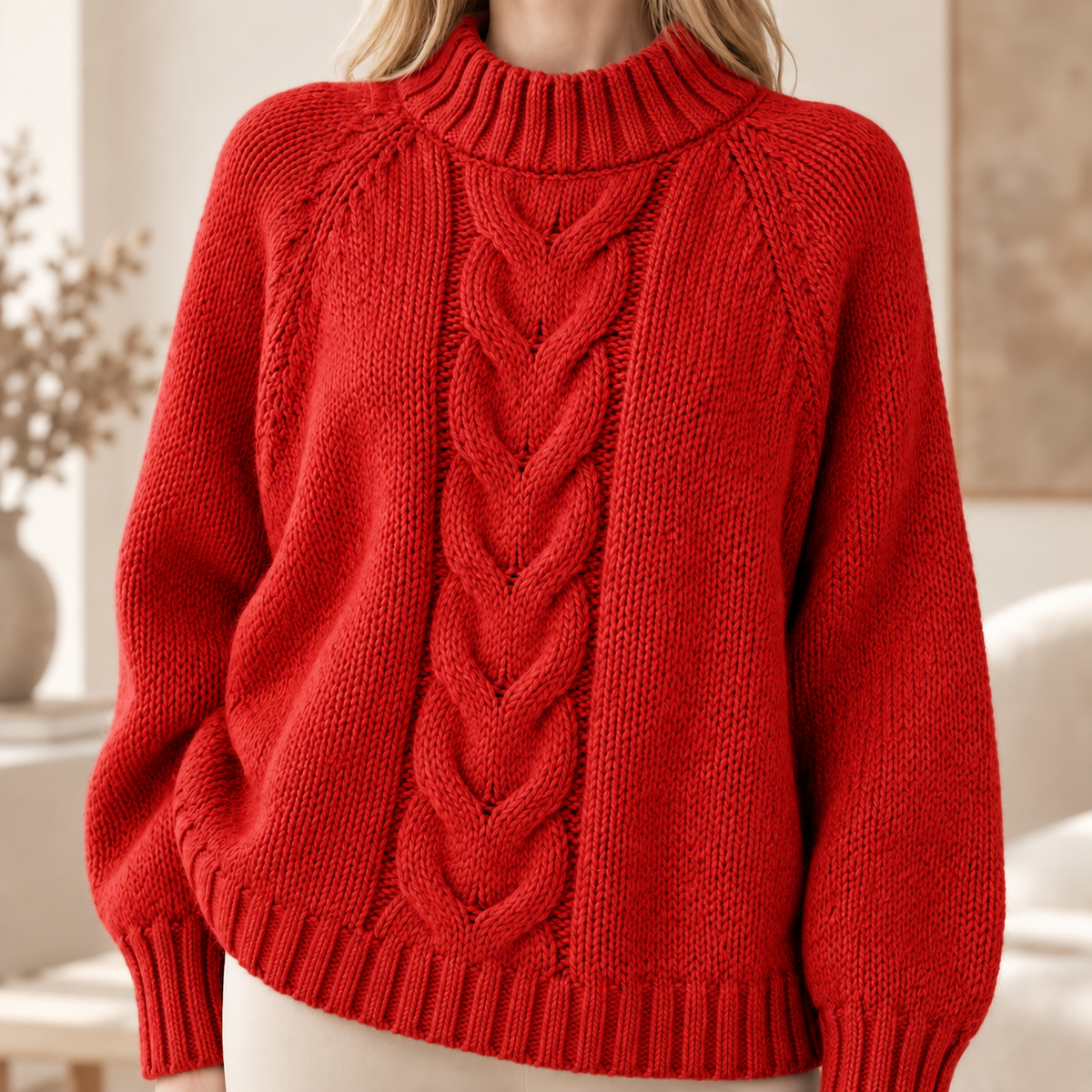 Strickpullover Johanna – Zopfmuster im Vintage-Look