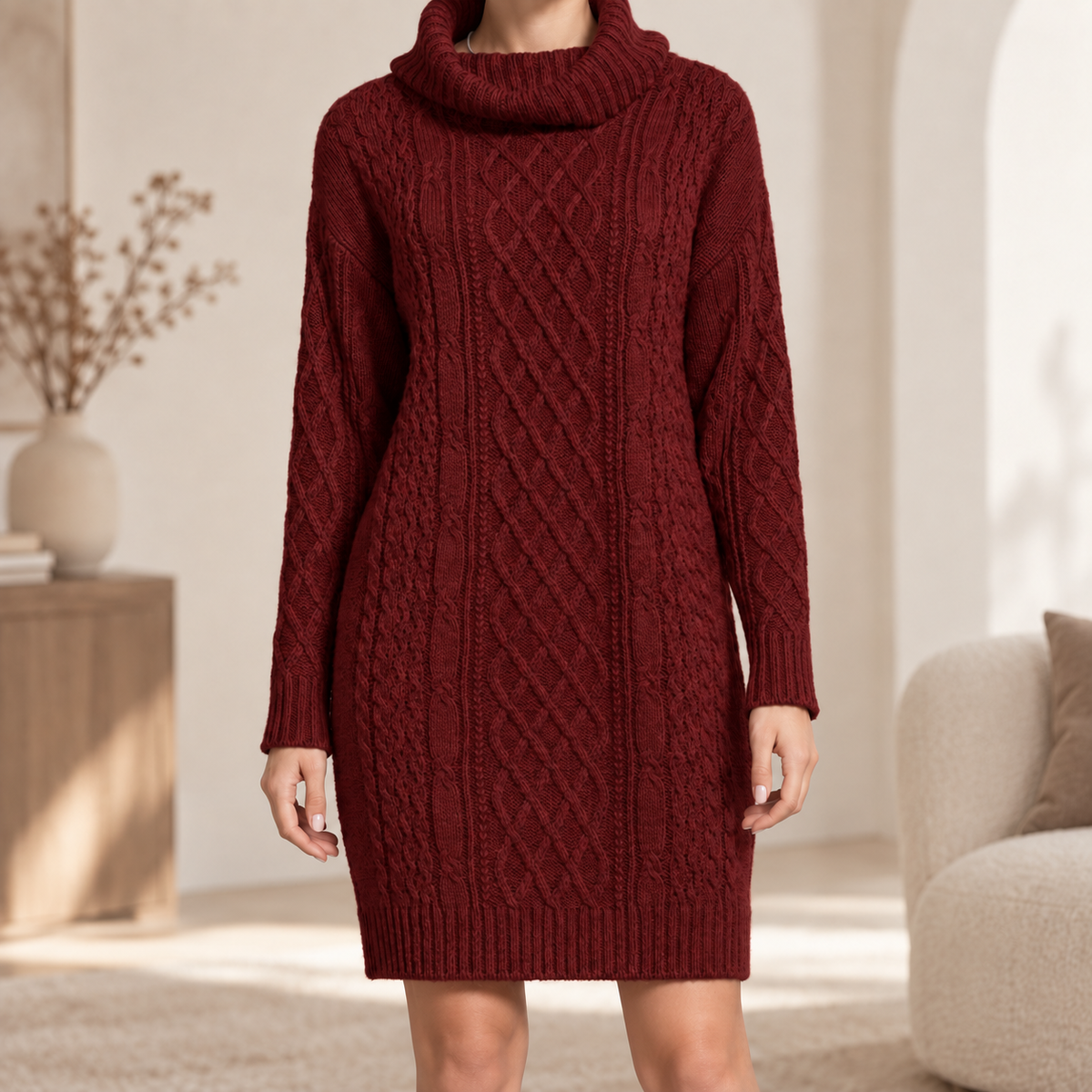 Strickkleid Renate – Knielang in Curvy-Größen