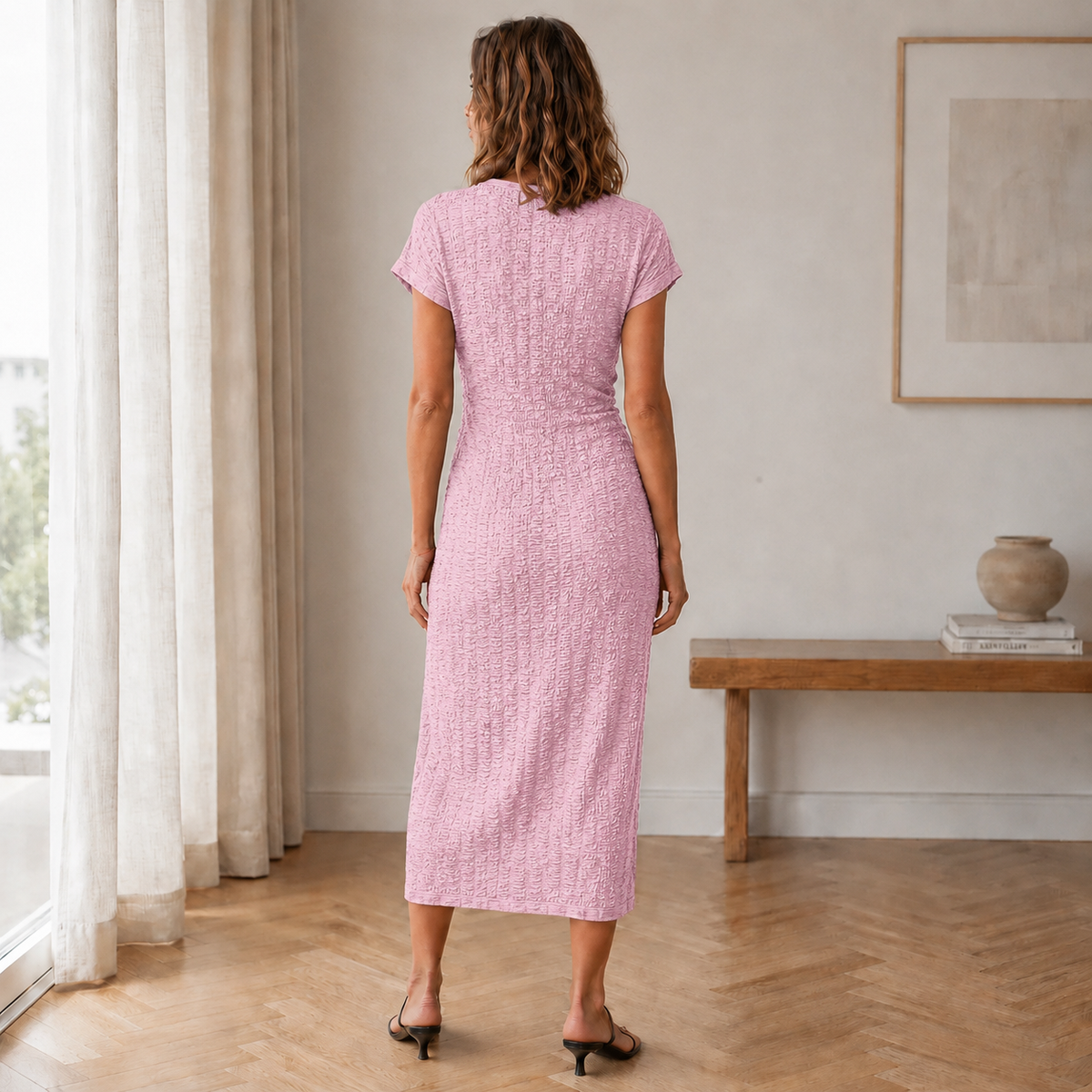 Midikleid Elisa – Geknotet mit Beinschlitz