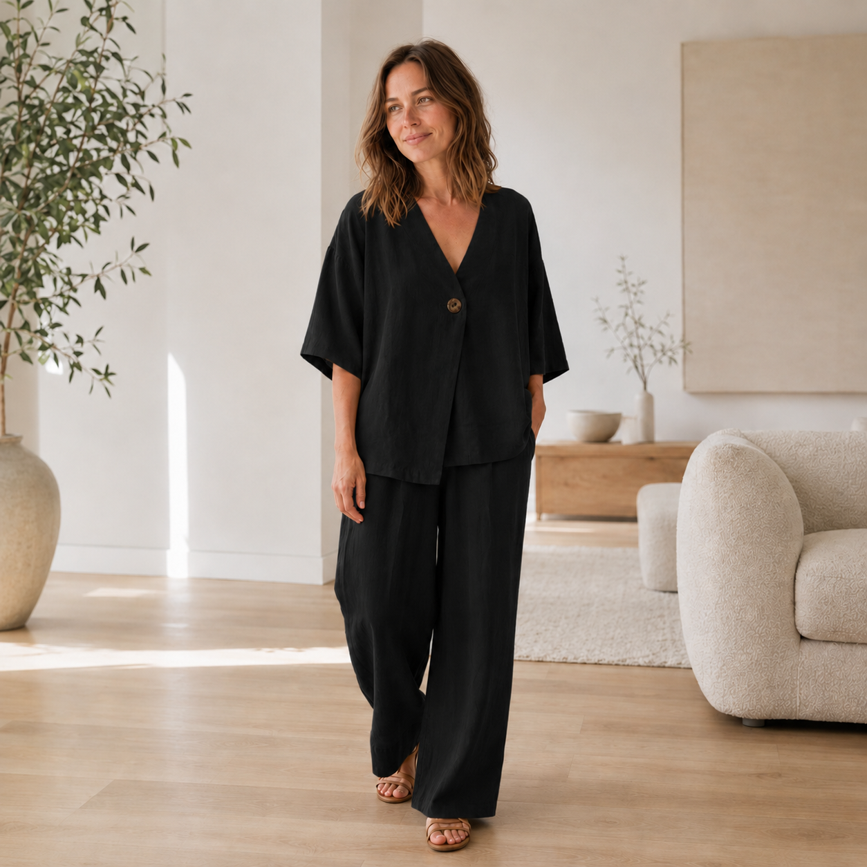 Loungewear-Set Mara – Bluse & weite Hose