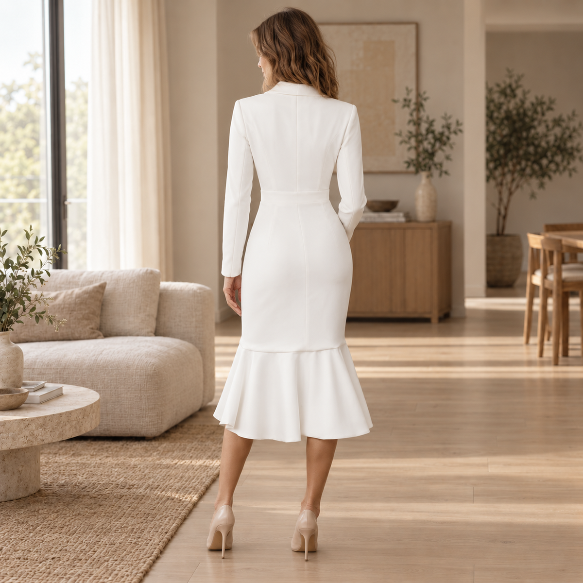 Fischschwanzkleid Elke – Eleganter Reverskragen