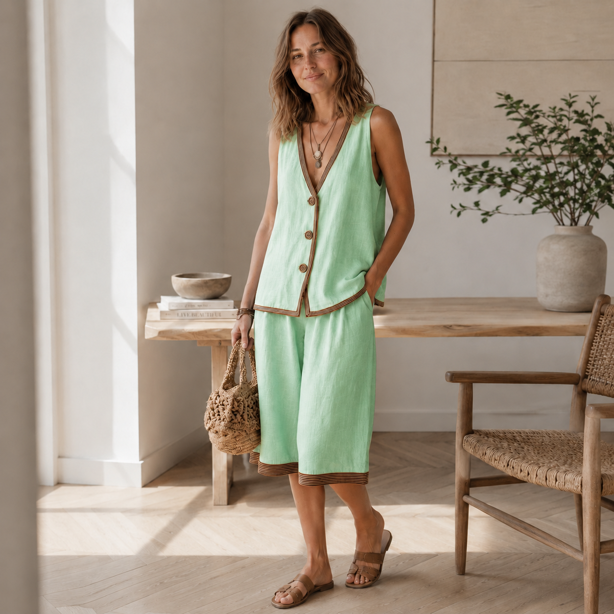Loungewear-Set Ronja – Weste & weite Shorts