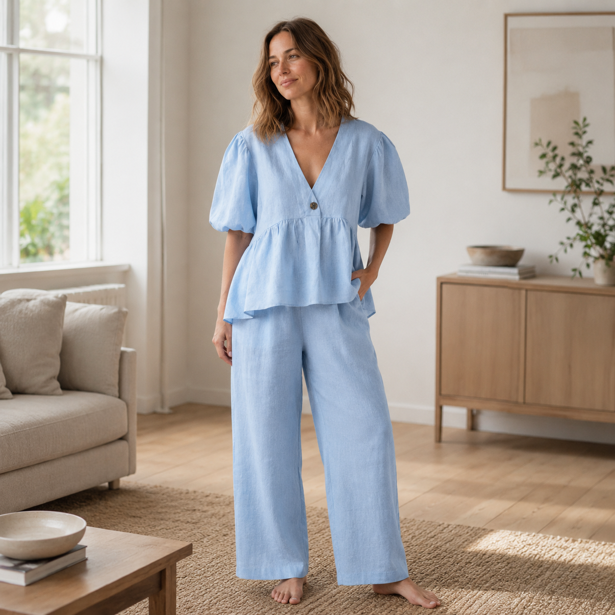 Loungewear-Set Elin – Bluse & Hose aus Baumwolle