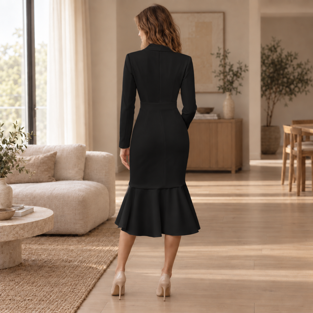 Fischschwanzkleid Elke – Eleganter Reverskragen
