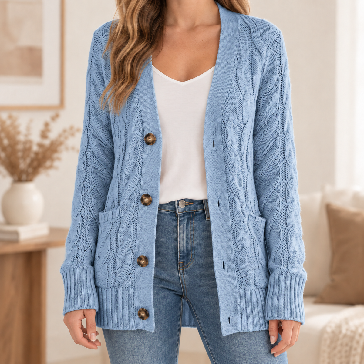 Oversize-Cardigan Silke – Einreihig mit V-Ausschnitt