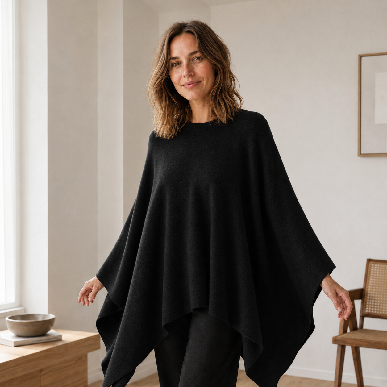 Strick-Cape Solveig – oversized & weich fließend