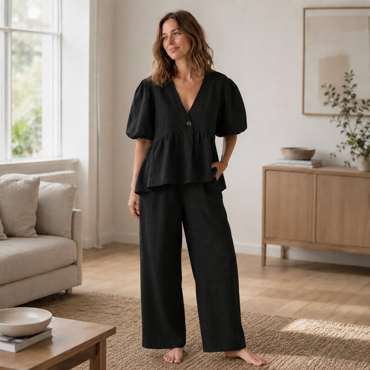 Loungewear-Set Elin – Bluse & Hose aus Baumwolle