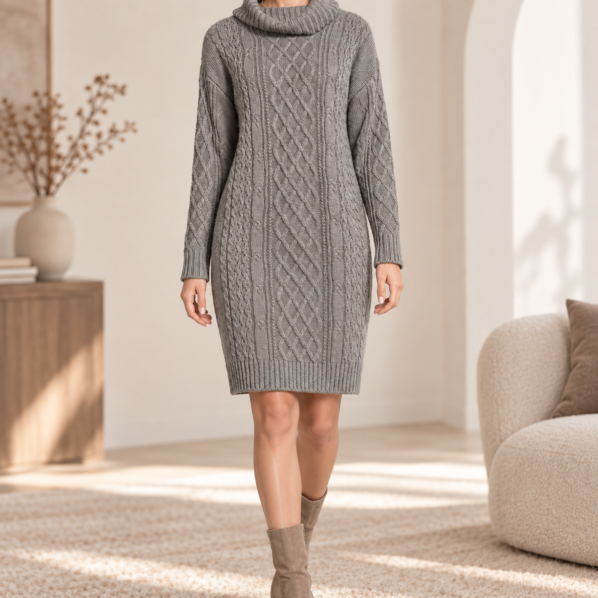 Strickkleid Renate – Knielang in Curvy-Größen