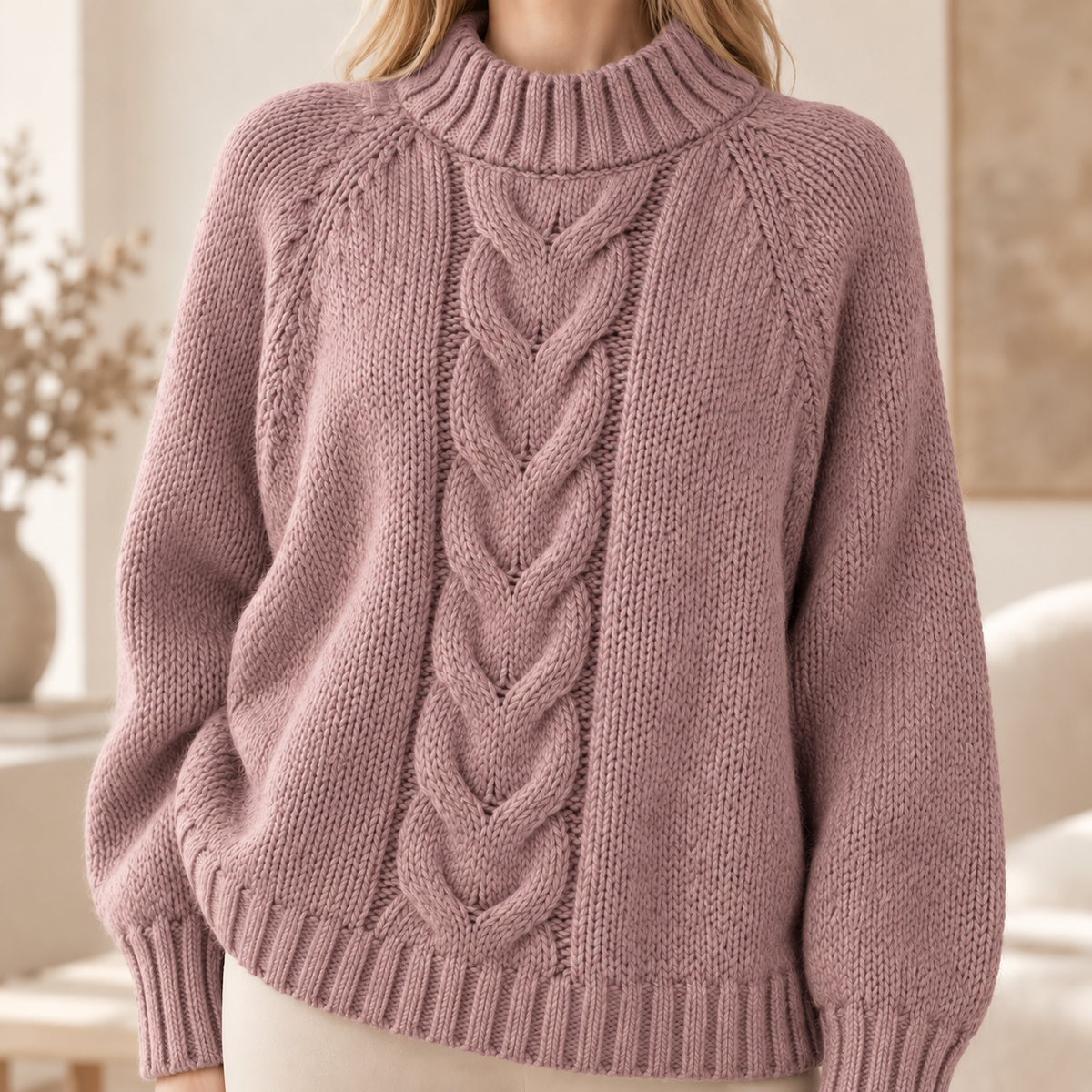 Strickpullover Johanna – Zopfmuster im Vintage-Look