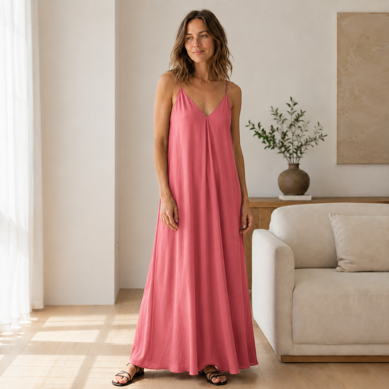 Slip-Maxikleid Svea – V-Ausschnitt im fließenden Schnitt