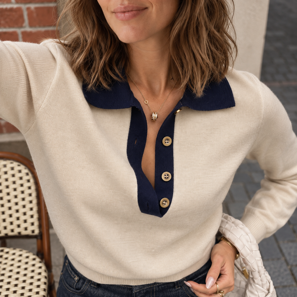 Strickpolo Nele – Colorblock im Rippstrick