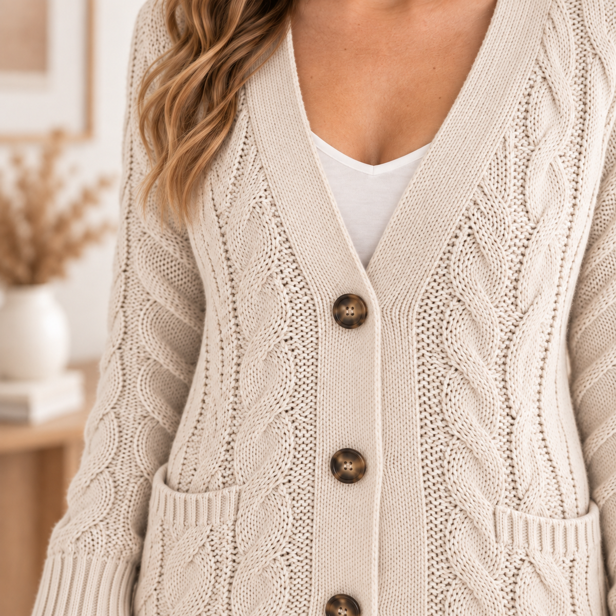 Oversize-Cardigan Silke – Einreihig mit V-Ausschnitt