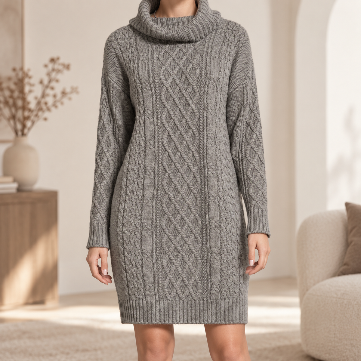 Strickkleid Renate – Knielang in Curvy-Größen