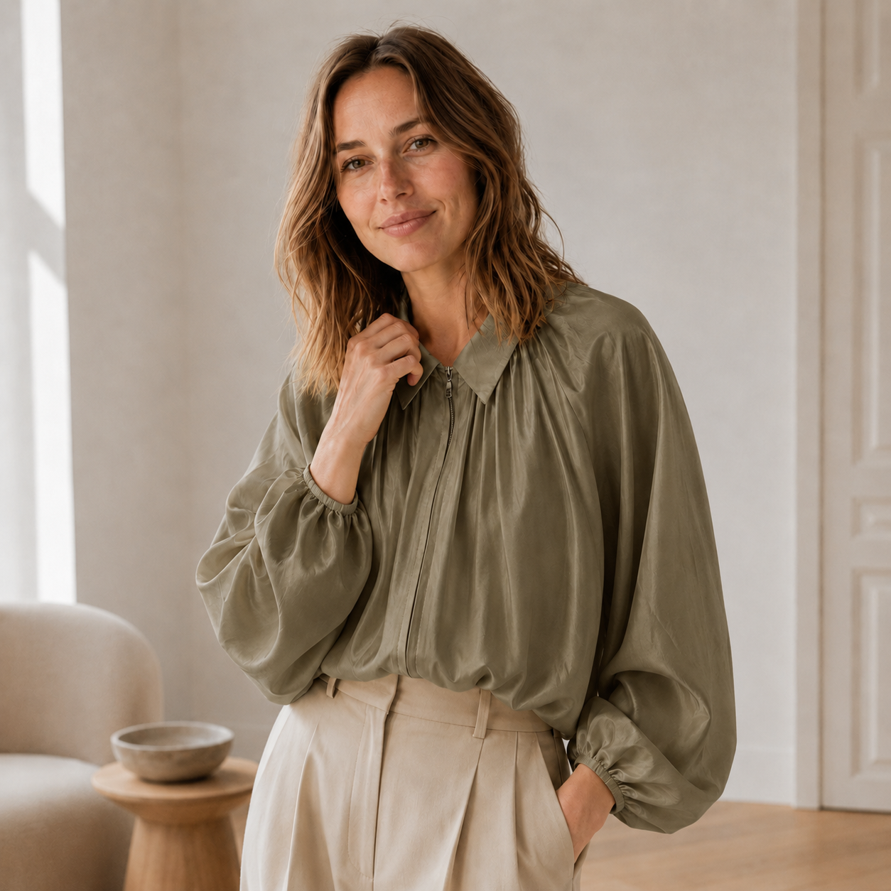 Oversize-Hemdbluse Lotte – Puffärmel & Ballonsaum