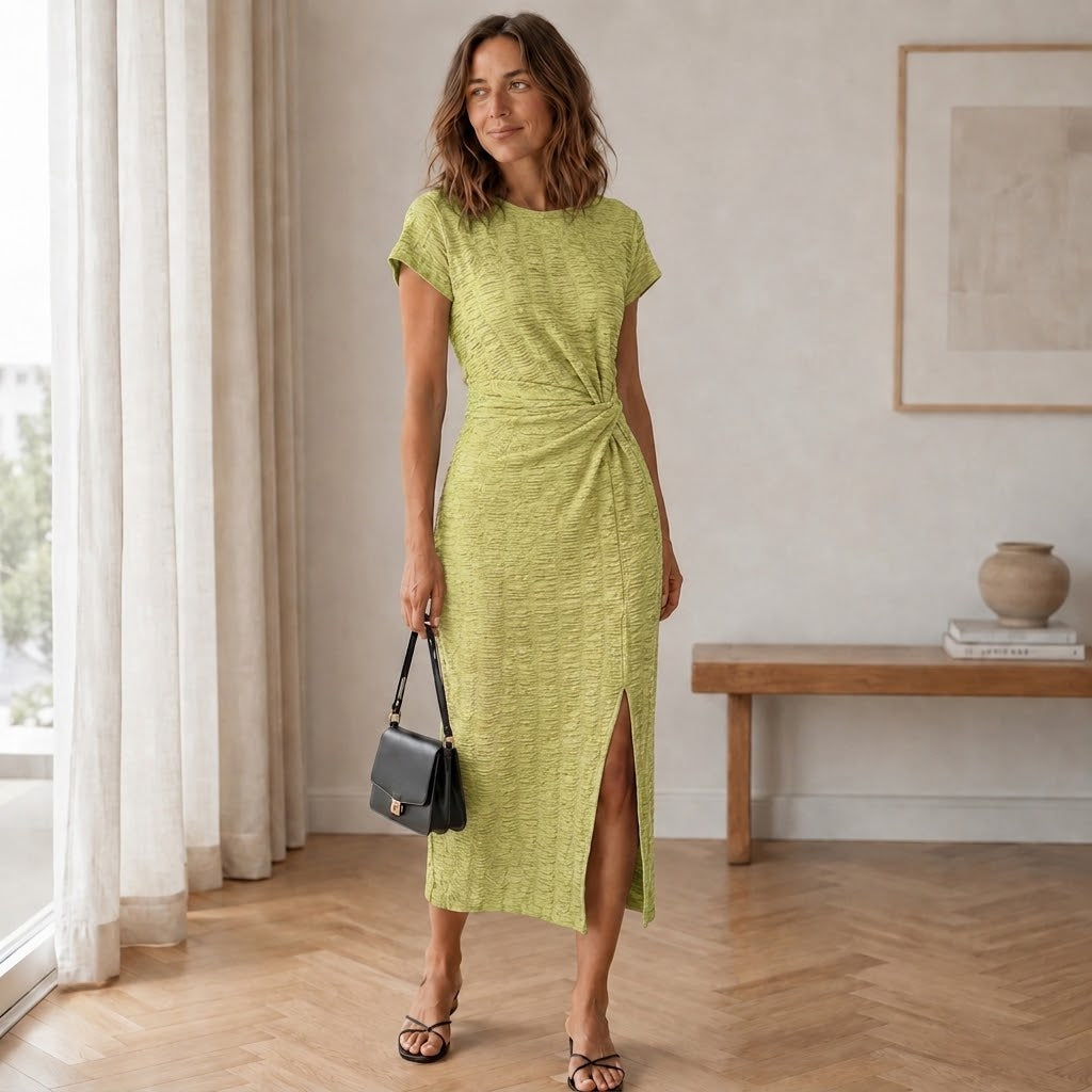 Midikleid Rieke – Geknotet mit Beinschlitz