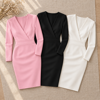 Taillenkleid Meike – Eleganter V-Ausschnitt