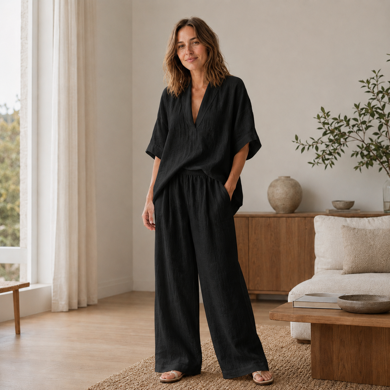 Loungewear-Set Lina – Bluse & weite Hose