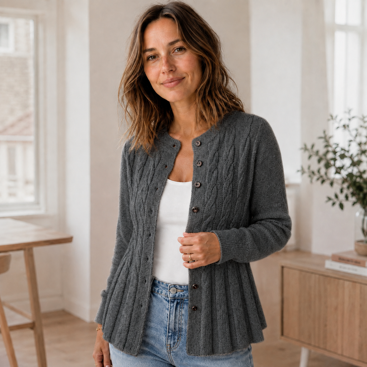 Strickjacke Mila – Cardigan mit Schößchen