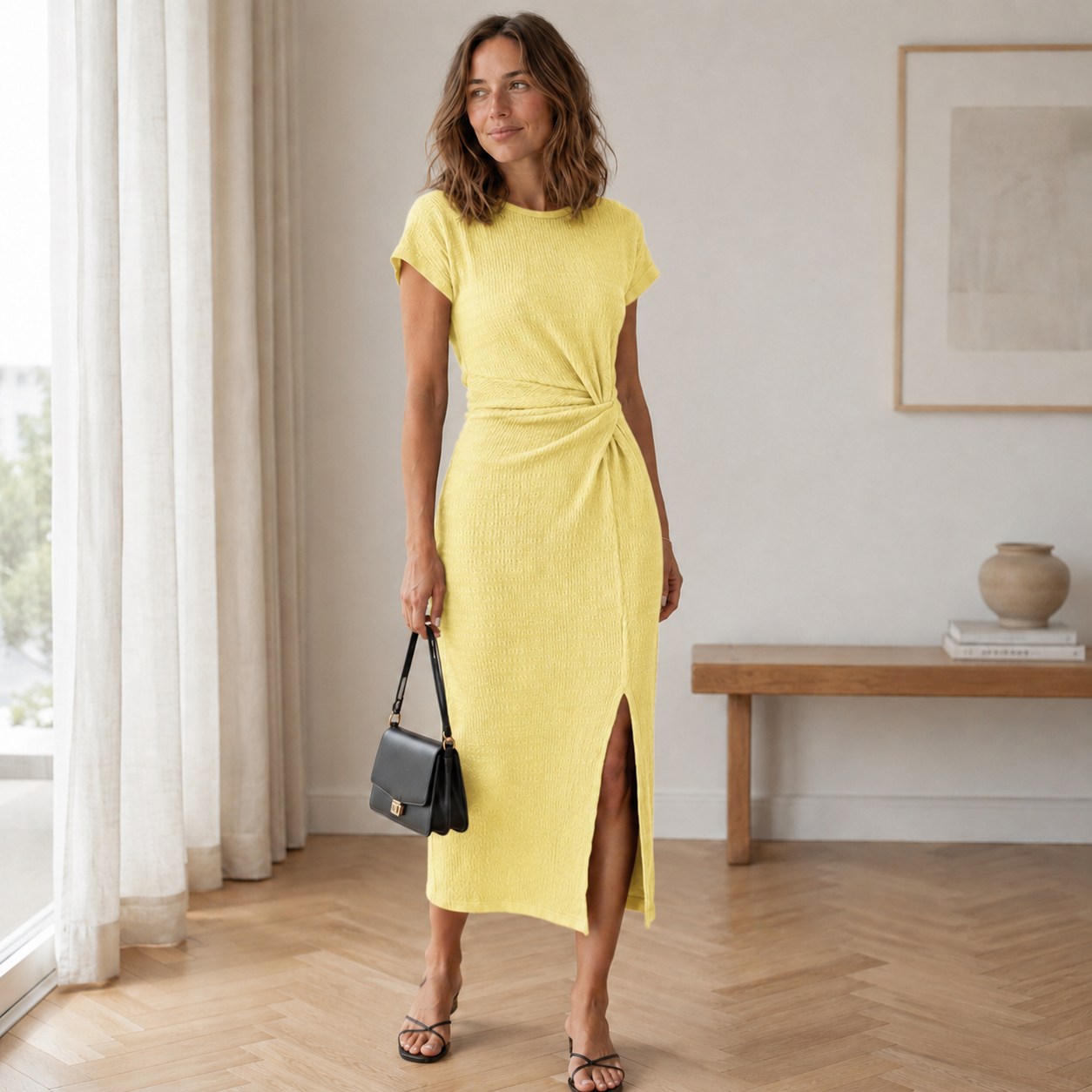 Midikleid Idun – Geknotet mit Beinschlitz