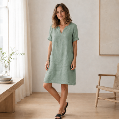 Sommerkleid Nora – Luftig-leicht in Leinen-Optik