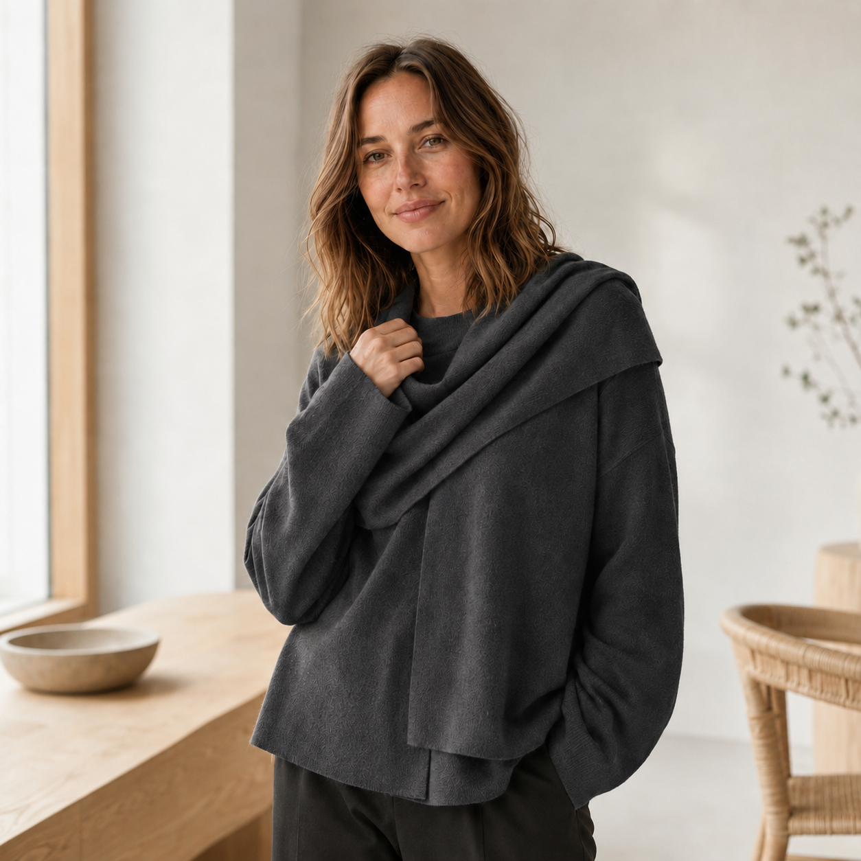 Strickpullover Carla – Schalkragen im Oversize-Look