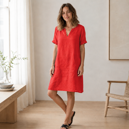 Sommerkleid Nora – Luftig-leicht in Leinen-Optik