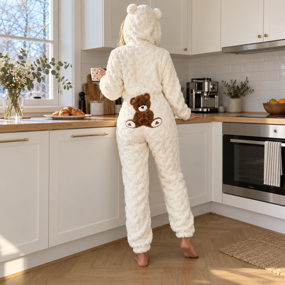Teddy-Overall Emmi – Bärenohren-Kapuze & kuscheliges Zopf-Fleece