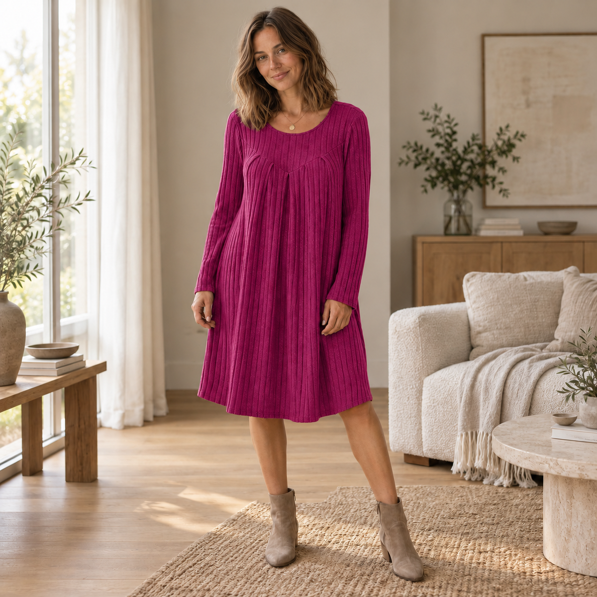 Strickkleid Beatrix – Patchwork in Curvy-Größen