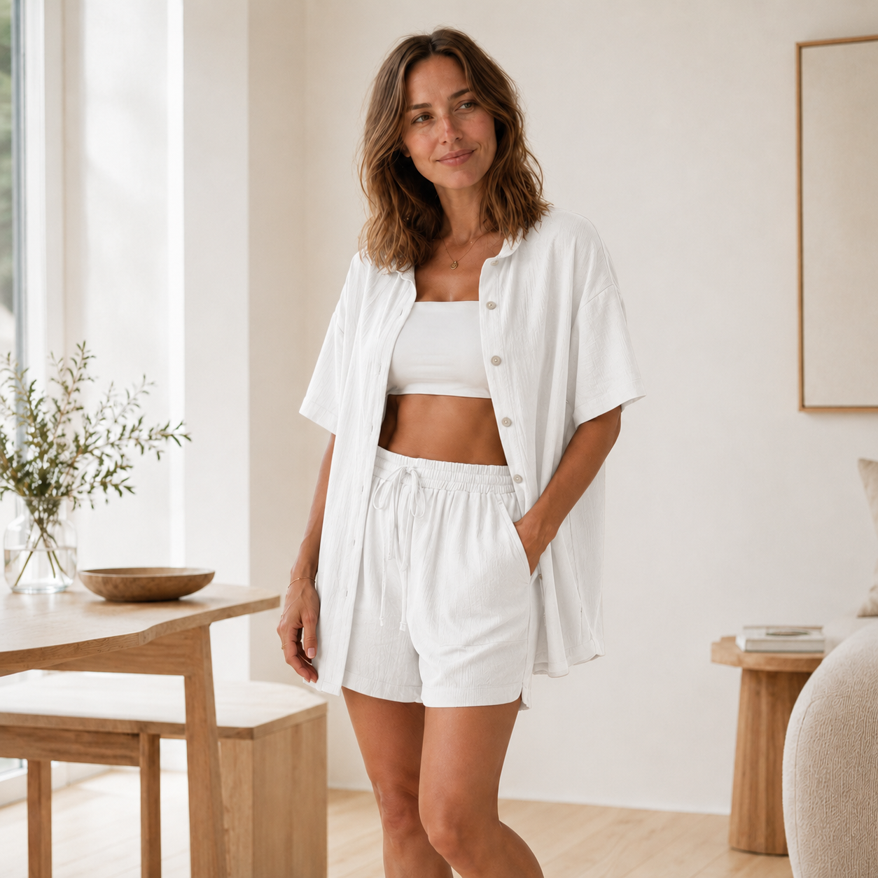 Loungewear-Set Nea – Oversized-Hemd & Shorts