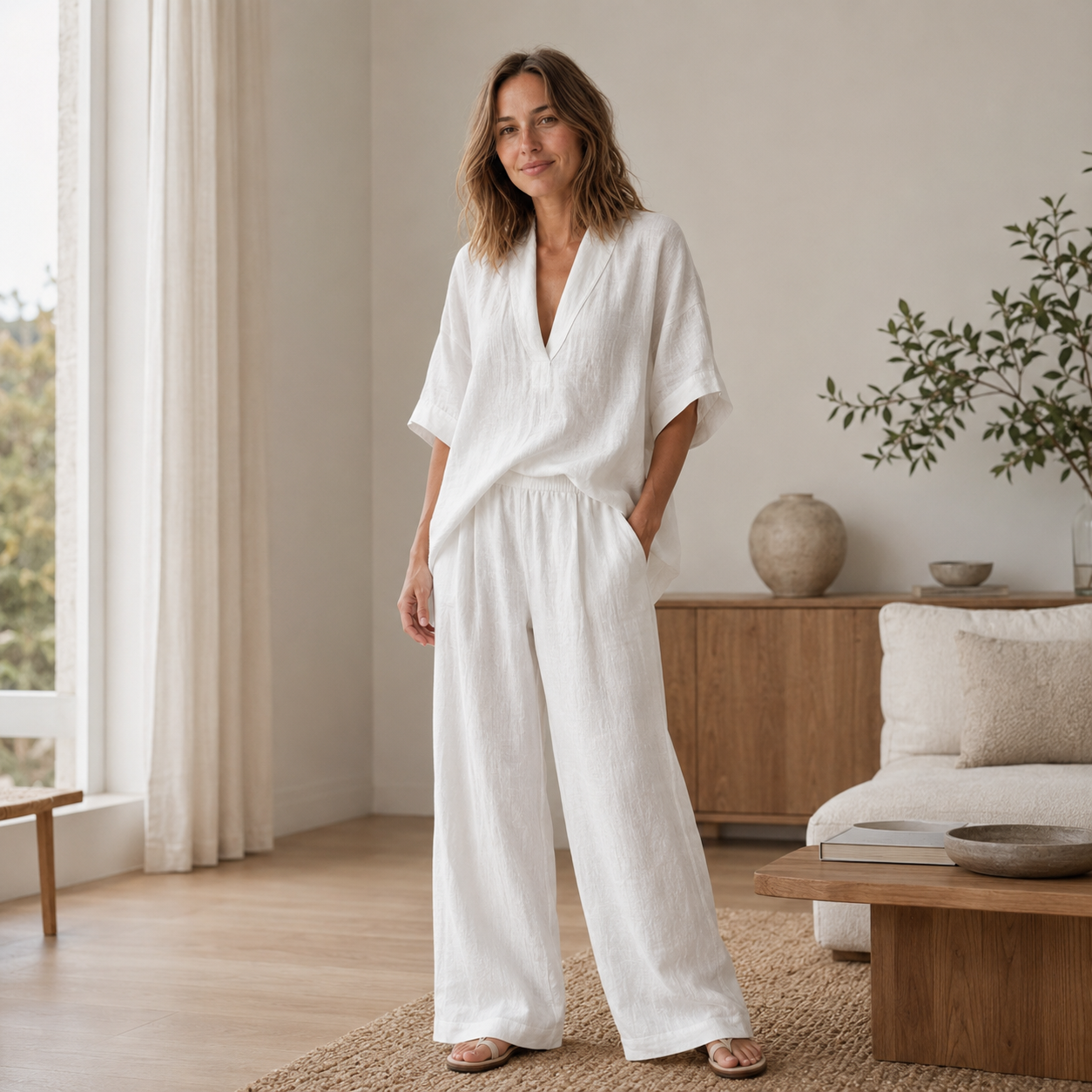 Loungewear-Set Lina – Bluse & weite Hose