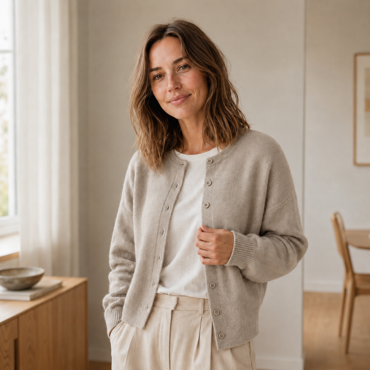 Basic-Cardigan Ella – Feinstrick mit Knopfleiste