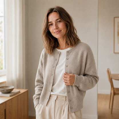 Basic-Cardigan Ella – Feinstrick mit Knopfleiste