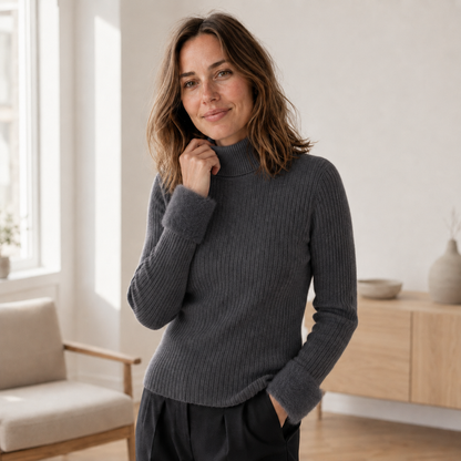 Rollkragenpullover Ida – Thermo-Feinstrick mit Innenfleece