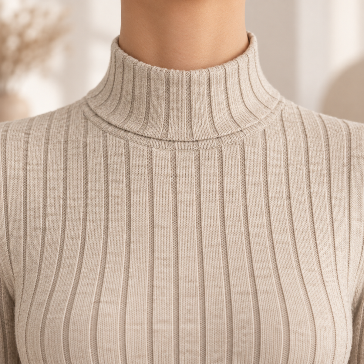 Rippkleid Monika – Hoher Kragen mit Seitenschlitz