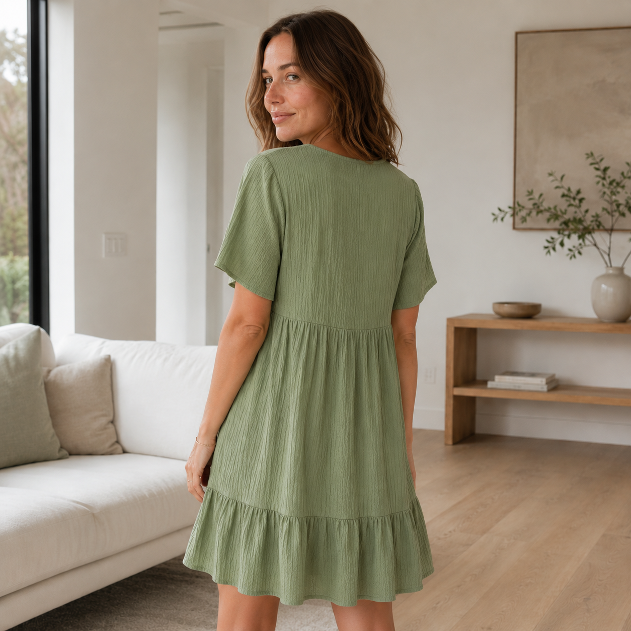 Volant-Sommerkleid Livia – V-Ausschnitt im Stufen-Look