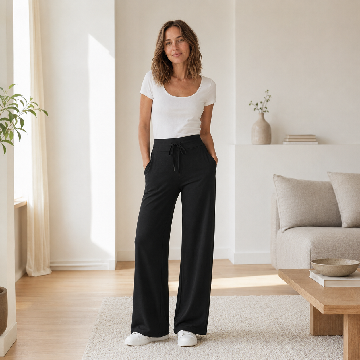 Wide-Leg Hose Kira – High Waist in Eisseiden-Optik