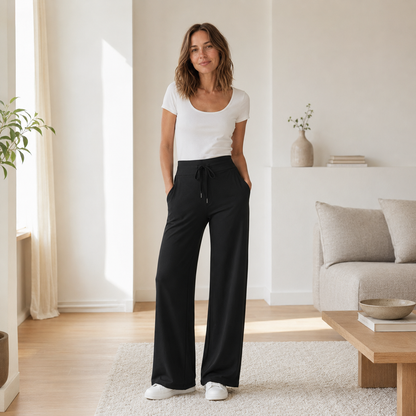 Wide-Leg Hose Kira – High Waist in Eisseiden-Optik
