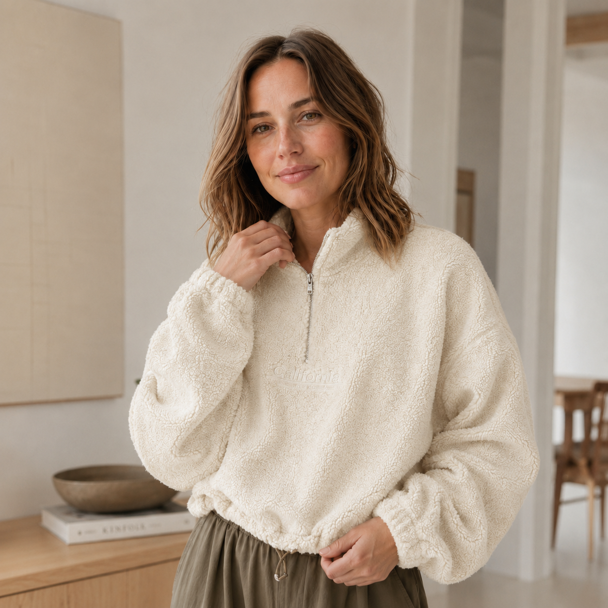 Teddy-Halfzip Romi – cropped & kuschelweich
