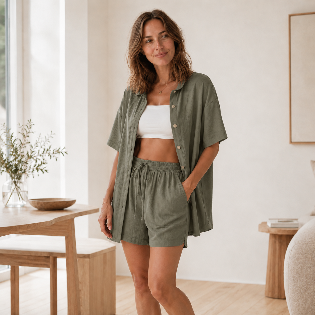Loungewear-Set Nea – Oversized-Hemd & Shorts