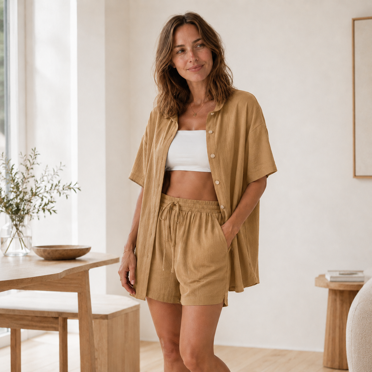 Loungewear-Set Nea – Oversized-Hemd & Shorts