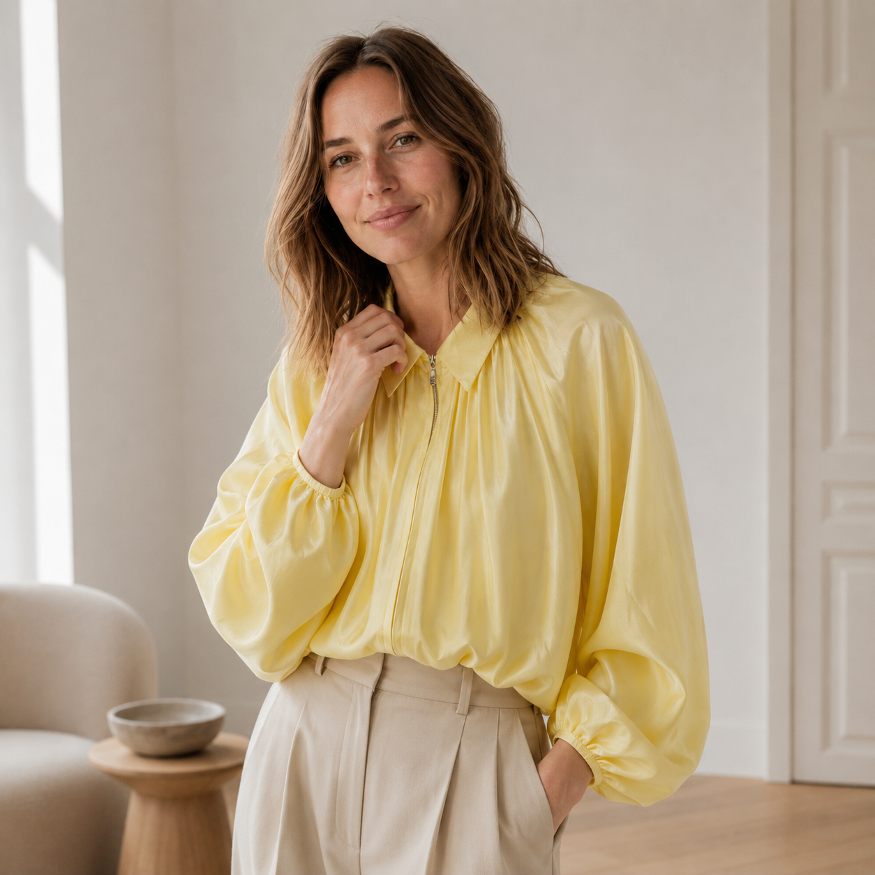 Oversize-Hemdbluse Lotte – Puffärmel & Ballonsaum