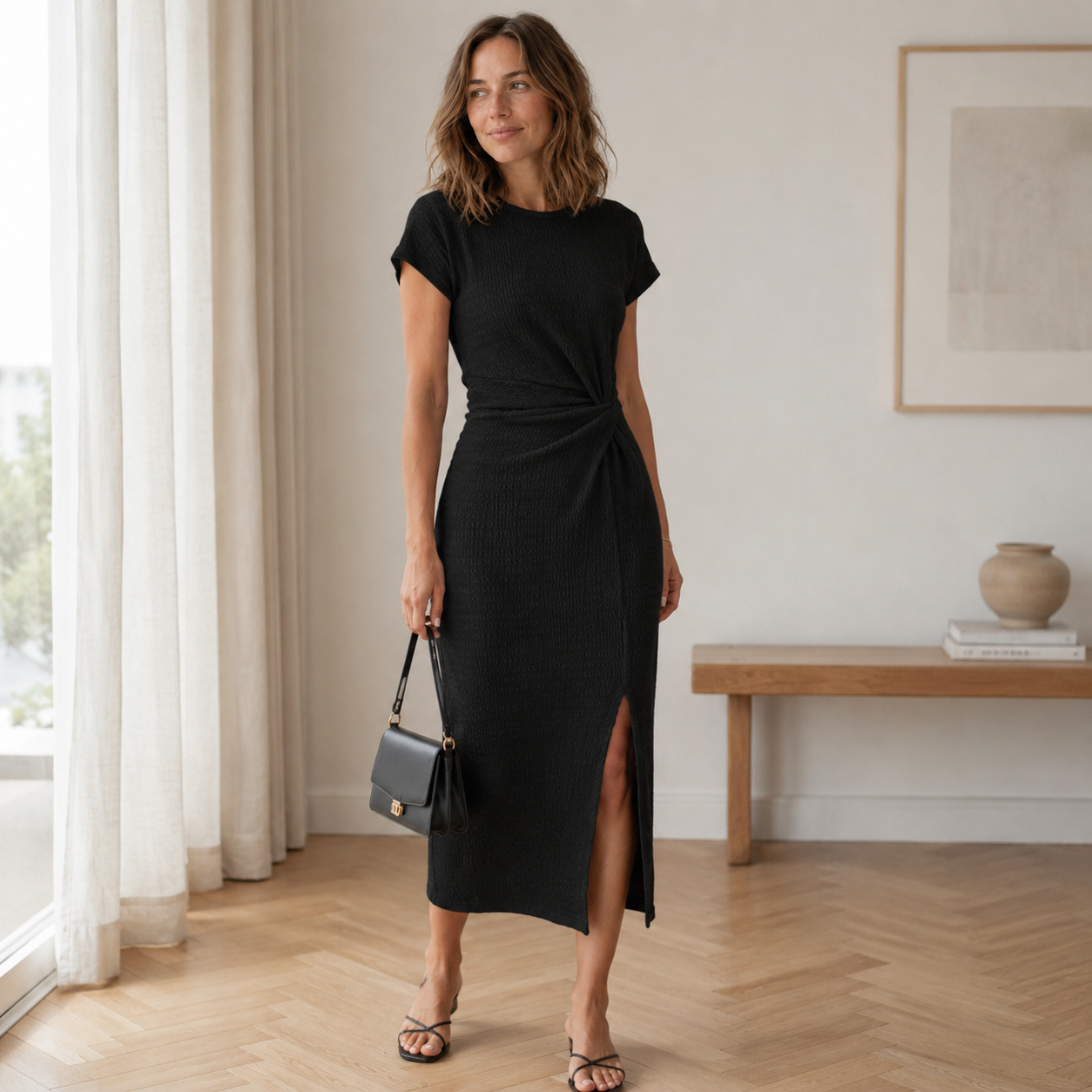 Midikleid Idun – Geknotet mit Beinschlitz