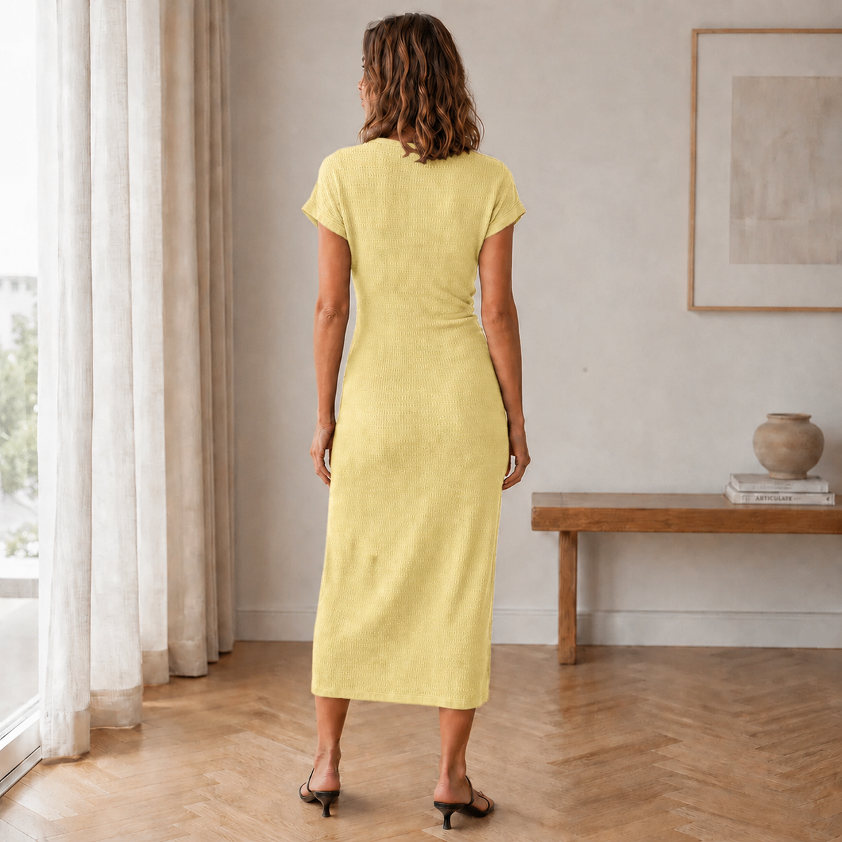Midikleid Tilda – Geknotet mit Beinschlitz