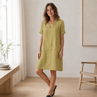 Sommerkleid Nora – Luftig-leicht in Leinen-Optik