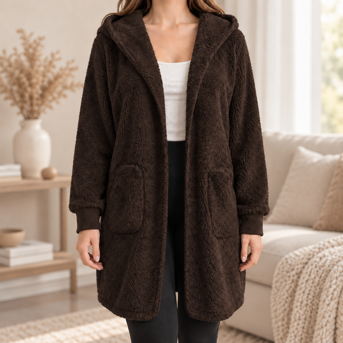 Hoodie-Cardigan Imke – Lang mit Kapuze