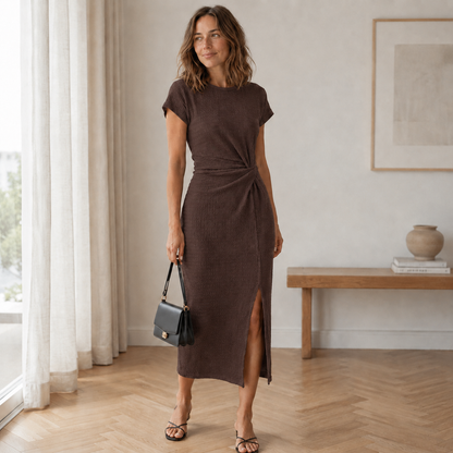 Midikleid Idun – Geknotet mit Beinschlitz