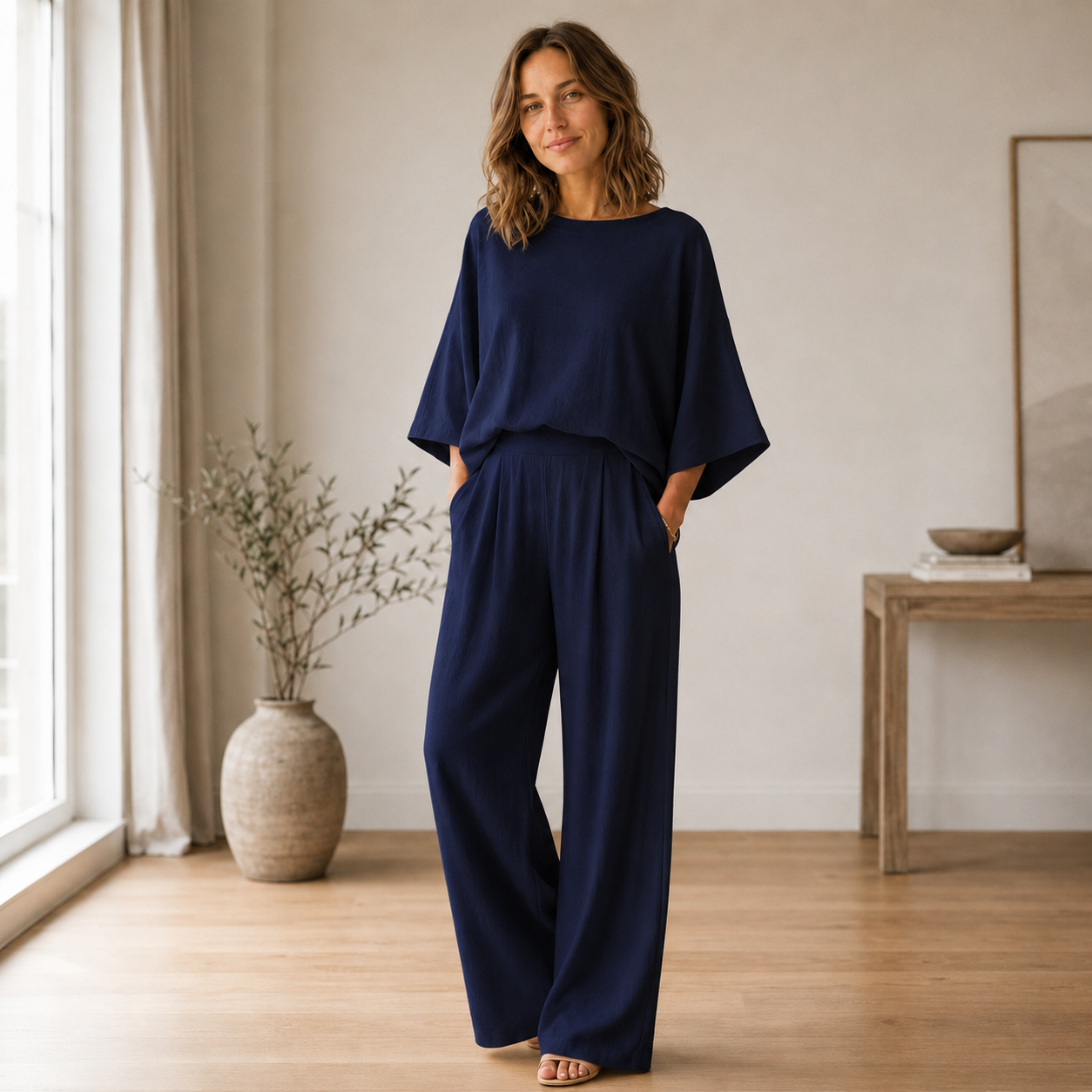 Loungewear-Set Signe – Fließende Bluse & weite Hose