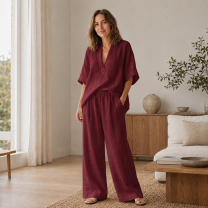 Loungewear-Set Lina – Bluse & weite Hose
