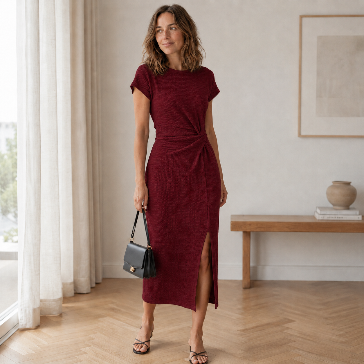 Midikleid Idun – Geknotet mit Beinschlitz